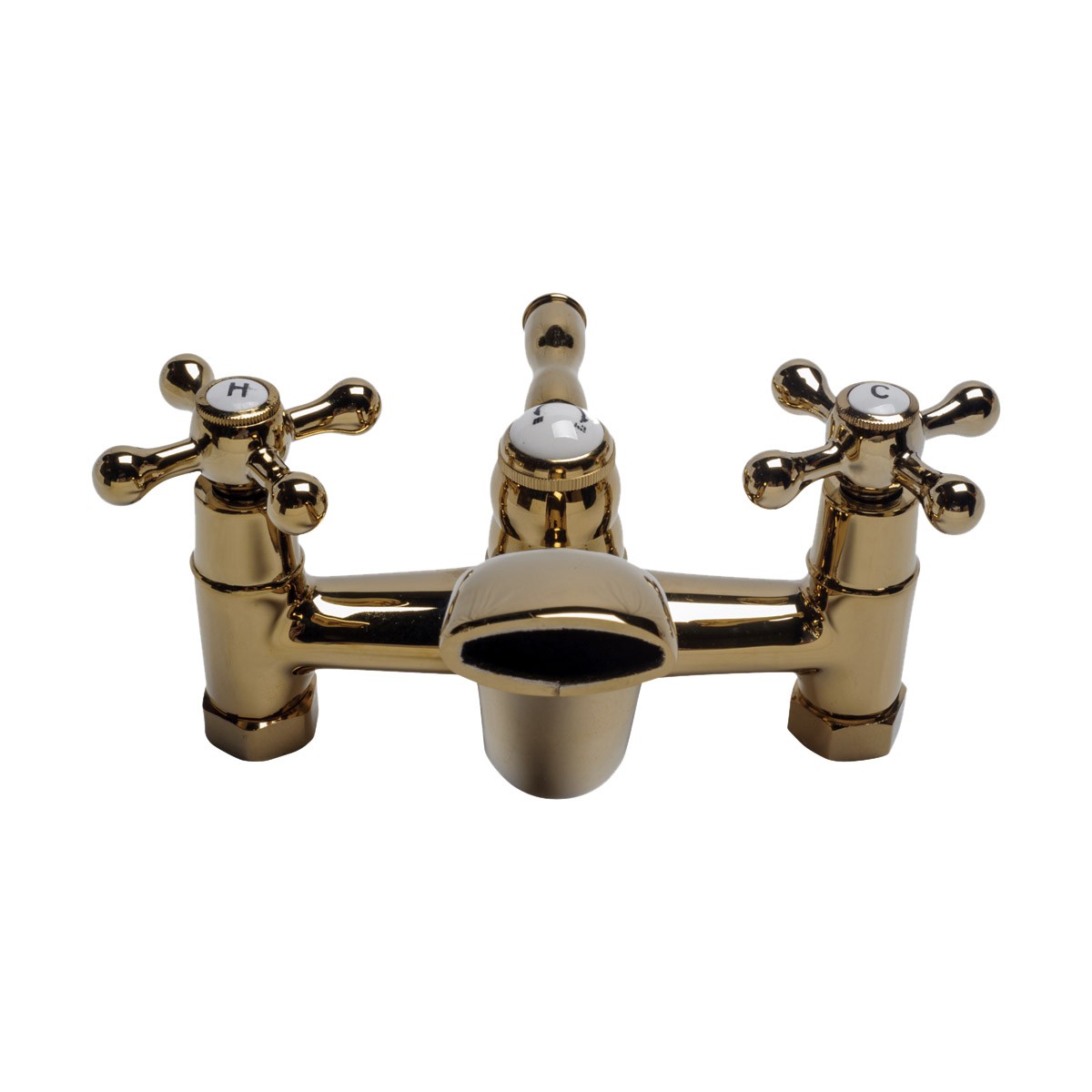 Gold Tub Shower Center-Set Faucet Bathroom bathtub Tap 6", Brass 2-Cross Handle| Renovators Supply