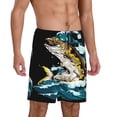 thumbnail image 2 of Fuzoiu green salmon fish Print Pajama Shorts for Men, Men's Pajama Bottoms,Mens Lounge Sleepwear,Pajama Pants with Pocket-3X-Large, 2 of 6
