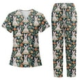 thumbnail image 2 of Scrub Tops Women Design，Women's Short-Sleeve Easter Print Nursing Scrubs Set with Pockets，Beige，XXL, 2 of 4