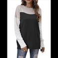 thumbnail image 3 of Suéter Oversize con Bloques de Color para Mujer: Cuello Redondo, Punto Acanalado, Hombros Caídos, Larga Negro XL, 3 of 9