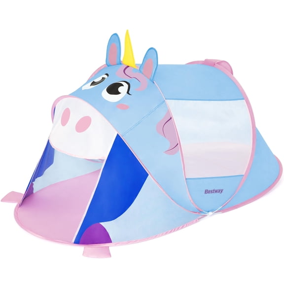 Bestway: AdventureChasers Unicorn Pop-Up Play Tent - Blue & Pink - Magical Character Club House Hideout Center, Rest Area, Carry Bag, Toddlers Kids 2