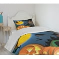 thumbnail image 4 of Ambesonne Halloween Quilted Bedspread Set 2 Pcs, Moon Pumpkin, Twin Size, Multicolor, 4 of 6
