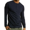 thumbnail image 1 of SLM Mens Cotton Thermal Tops Waffle Knit or Plain Henley Shirts -Small-Basic Navy, 1 of 2