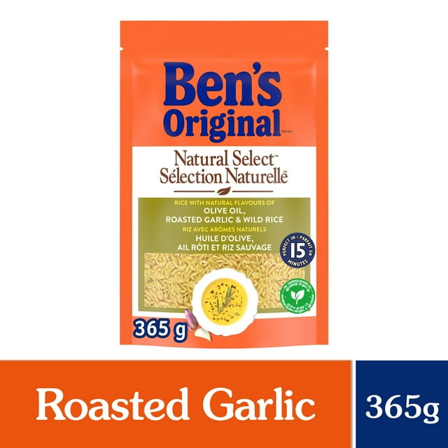 BEN'S ORIGINAL NATURAL SELECT Olive Oil, Garlic Flavour & Wild Rice, 365g pouch