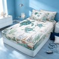 thumbnail image 3 of Erosebridal Coastal Turtle Zipper Twin Comforter Sets with Fitted Sheet and 2 Pillowcases, Ocean Animal Zipper Bedding Set, Gray Reversible, 3 of 7