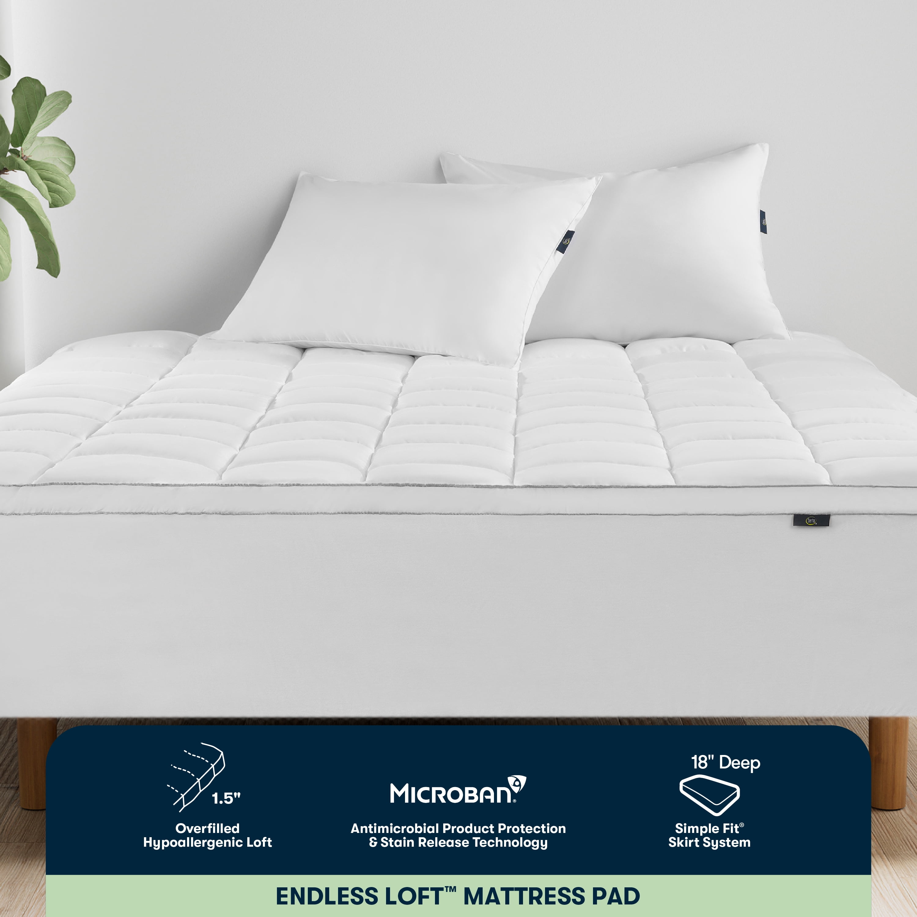 Sertapedic Endless Loft Plush Comfort Mattress Pad, Queen