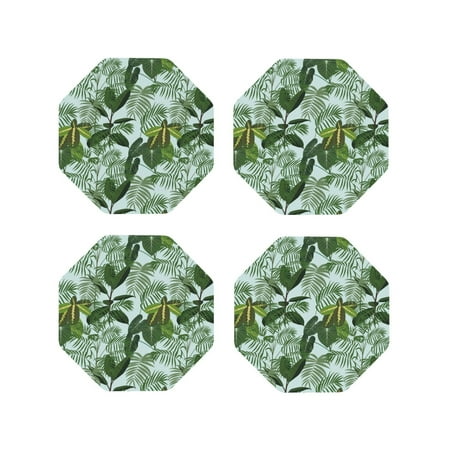 

Leather Coasters with Heat-resistant for Drinks green leaves -标题2 Octagon