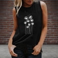 thumbnail image 2 of Pompotops Mode T-shirt Décontracté Sans Manches à Col Rond Imprimé Lettre pour Femmes Été, 2 of 4