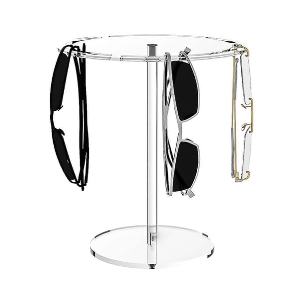 Round Acrylic Glasses Organizer Transparent Eyeglasses Rack Rotatable Display Stand for Sunglasses and Reading Glasses