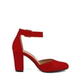 thumbnail image 4 of Zapatos de Tacón Cuadrado Angela en Gamuza Roja para Mujer DREAM PAIRS Talla 8.5, 4 of 8