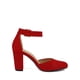 thumbnail image 4 of Zapatos DREAM PAIRS Angela Tacones Gruesos de Gamuza Roja 8.5 cm, 4 of 8