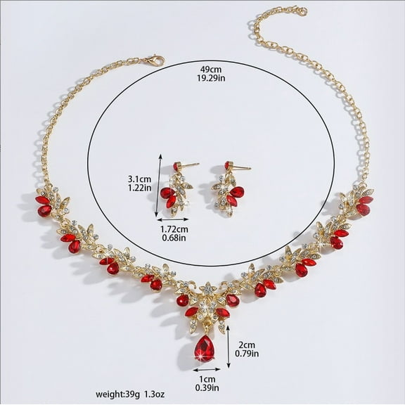 Faty-T Gorgeous Wedding Jewelry Set for Women Bridal Cubic Zirconia Marquise Teardrop Leaf Cluster Y-Necklace Dangle Earrings Link Bracelet