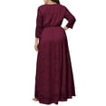 thumbnail image 4 of DYMADE Women Plus Size V-neck 3/4 Sleeve Floral Lace Evening Ankle-Length Dress, 4 of 4