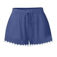 thumbnail image 2 of Stephy Women's Shorts 2025 Summer Casual Cute Ruffle Shorts Comfy Elastic Waist Drawstring Pleated Short, Blue, S, 2 of 6