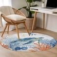 thumbnail image 4 of Sea Turtle Coastal Round Area Rug 3.3Ft Washable Circle Rugs for Dining Room Table, Blue Red Summer Beach Coral Nautical Wood Non-Slip Carpet Floor Mats Indoor Outdoor Carpet Runner Home Decor, 4 of 8