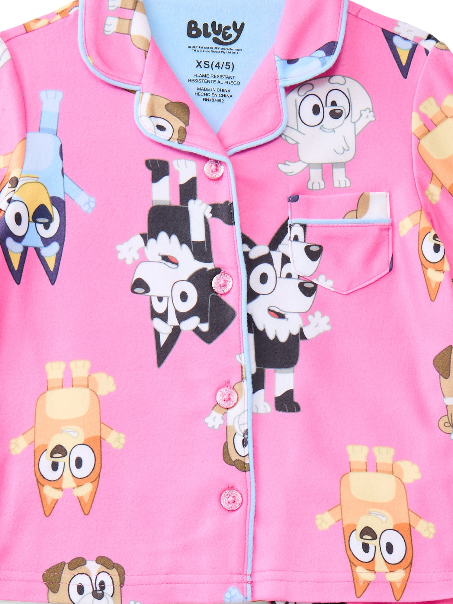 Bluey Girls Coat and Pants Pajama Set, 2-Piece, Sizes 4-12
