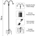 thumbnail image 6 of Double Shepherd Hooks for Outdoor,79 Inch Heavy Duty Bird Feeder Pole for Hanging Bird Feeder,Garden Hooks Plant Baskets,Garden Plant Hanger Stands with 5 Prong Base,Black Metal Garden Outdoor, 6 of 7