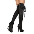 thumbnail image 3 of New Women Liliana Opus-1B Satin Thigh High Peep Toe Lace Up Stiletto Boot, 3 of 3