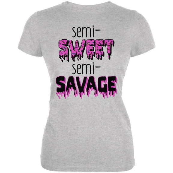 Semi-Sweet Semi-Savage Sprinkles Juniors Soft T Shirt Heather MD