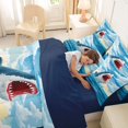 thumbnail image 4 of Manfei Cute Shark Twin Bedding, Ocean Oil Printing Bedding Comforter Set, Blue Scene, Blue Reversible, 7 Pieces, 4 of 6