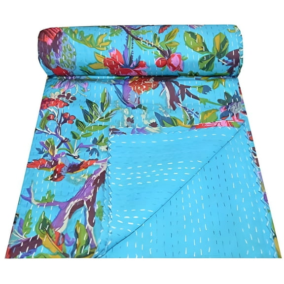 Indian Handmade Kantha Quilt Twin Size