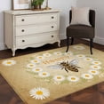 thumbnail image 4 of Brown Daisy Bees 3'x5' Washable Rug, Spring Farmhouse Honey Floral Rings Non-Slip Area Rugs for Entryway Kitchen Classroom, StainResistant Dorm Throw Carpet, Low Pile Soft Indoor Floor Mat, 4 of 9