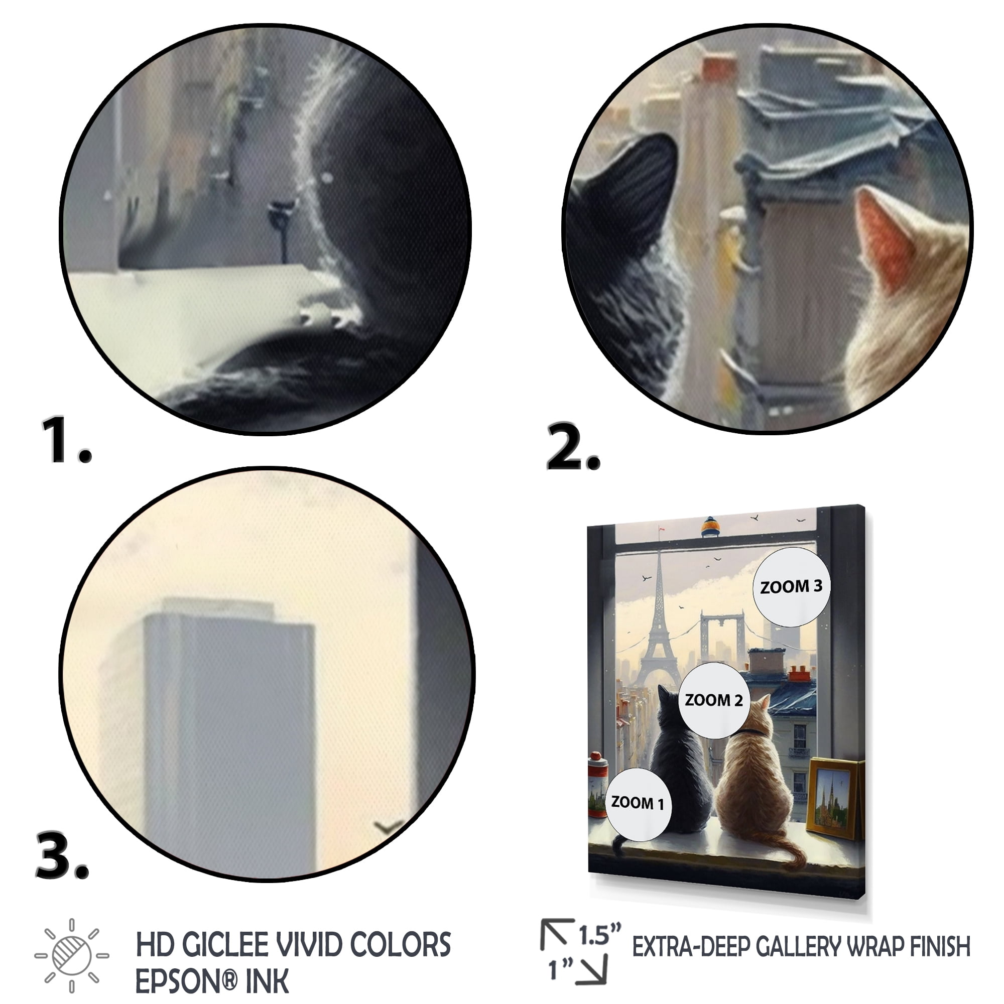 Designart Two Cats In Paris III Canvas Wall Art