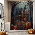 thumbnail image 2 of Shower Curtains for Bathroom-36"x72",Halloween Scary Haunted Castle Horror Pumpkin Waterproof Bath Curtain Grommet Shower Curtain Set with Hooks, 2 of 9