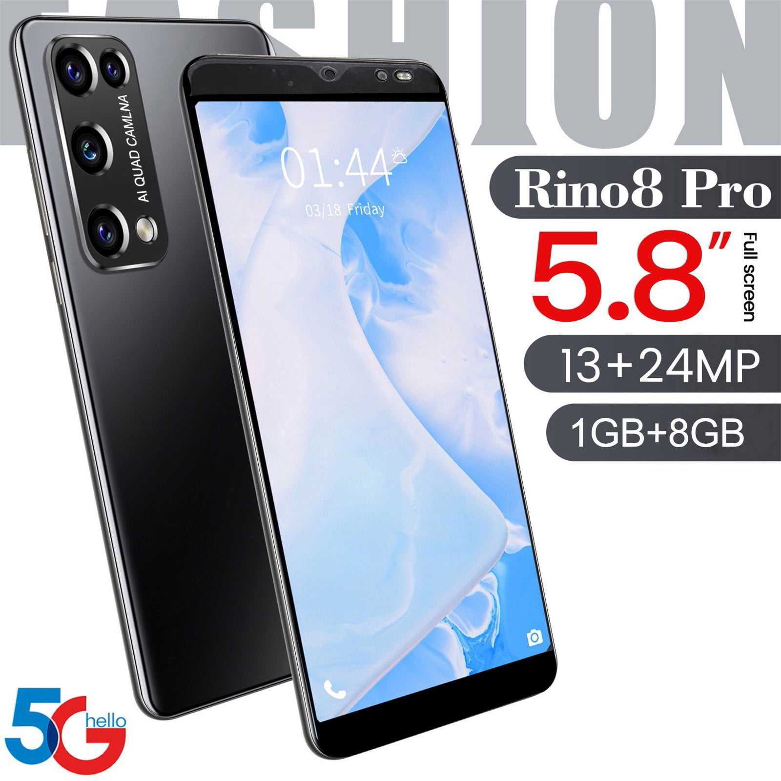 FYTPOV Android Phone, 5.8-inch Curved Screen Smartphone Android 10.0 1080P HD Camera1GB + 8GB Support 2 SIM Card And 128G Card, Cell Phones Unlocked