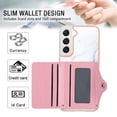 thumbnail image 4 of Slim Wallet Design for Samsung Galaxy S23 Case with Card Holder, Marble Pattern Back Flip Case PU Leather Kickstand Card Slots Magnetic Clasp Shockproof Anti-fall for S23, Lightpurple, 4 of 5