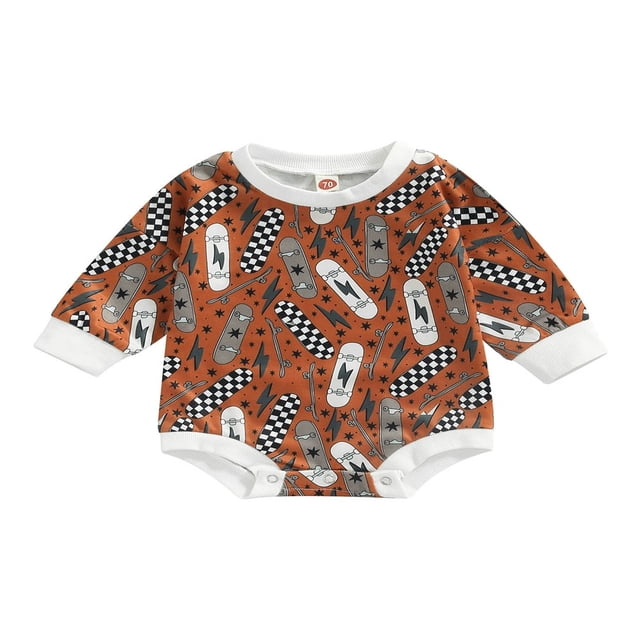 Bébé Fille Garçon Vêtements Col Rond Sweat-Shirt à Manches Longues Planche à Roulettes Pull-Over Casual Automne Hauts