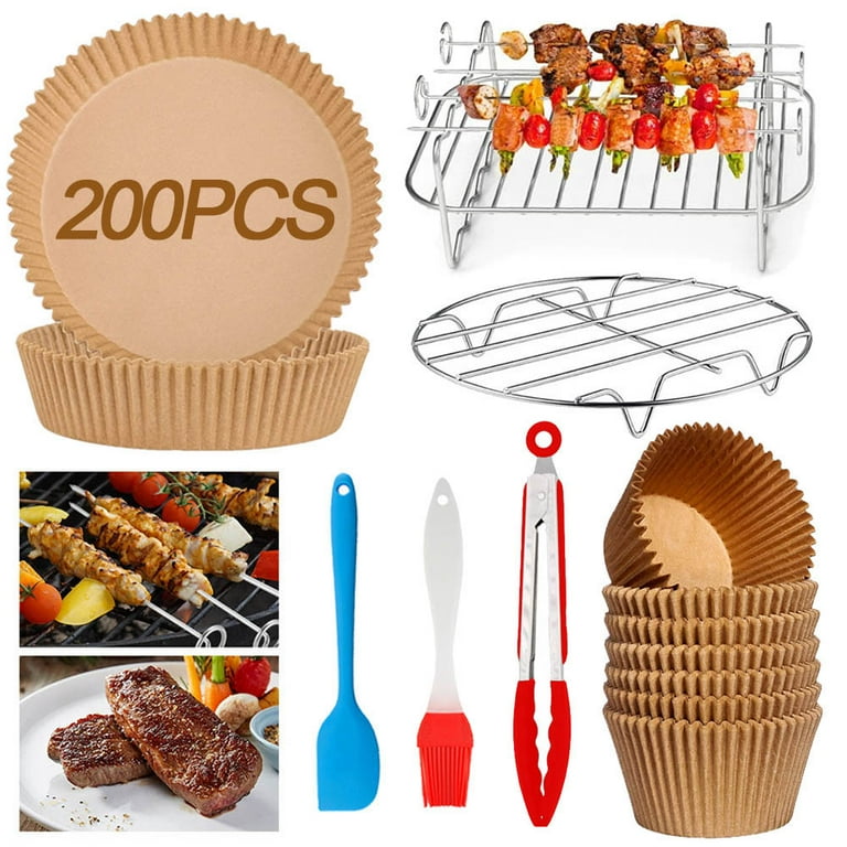 Stainless Steel 7 Air Fryer Accessories Food Tongs Oil Brush