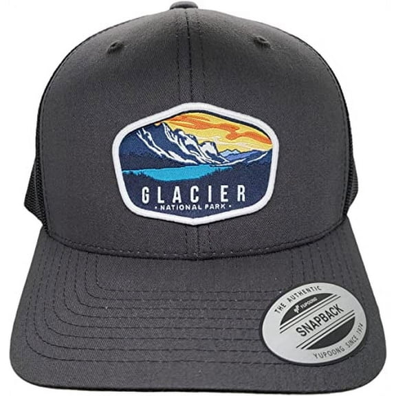 Glacier Trucker Hat w/National Park Woven Patch (Grey/Black)