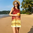 thumbnail image 3 of Defioc Red Gold Glitter Pattern Women's Summer Dresses 2025 Beach Casual Sleeveless Tank Loose Sundress Beach Vacation Clothes with Pocket -Medium, 3 of 7