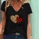 thumbnail image 1 of Pntutb - Camiseta holgada con cuello en V para mujer, informal, a la moda, con estampado de manga corta Pntutb Pntutb-5278, 1 of 3