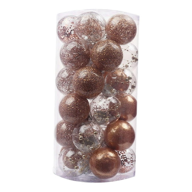 30 adornos navideños con forma de bola, adornos decorativos, colgantes, adornos para árboles de Navidad irrompibles para celebraciones y restaurantes Marrón