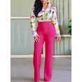 thumbnail image 3 of Pantalones elegantes de oficina de pierna ancha, de moda, informales, con parche de malla transparente entrecruzado, de cintura alta, acampanados para mujer, ropa de calle Y2k 2024, 3 of 4