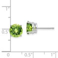 thumbnail image 2 of Real 14kt White Gold 7mm Peridot Earrings; for Adults and Teens; for Women and Men, 2 of 2