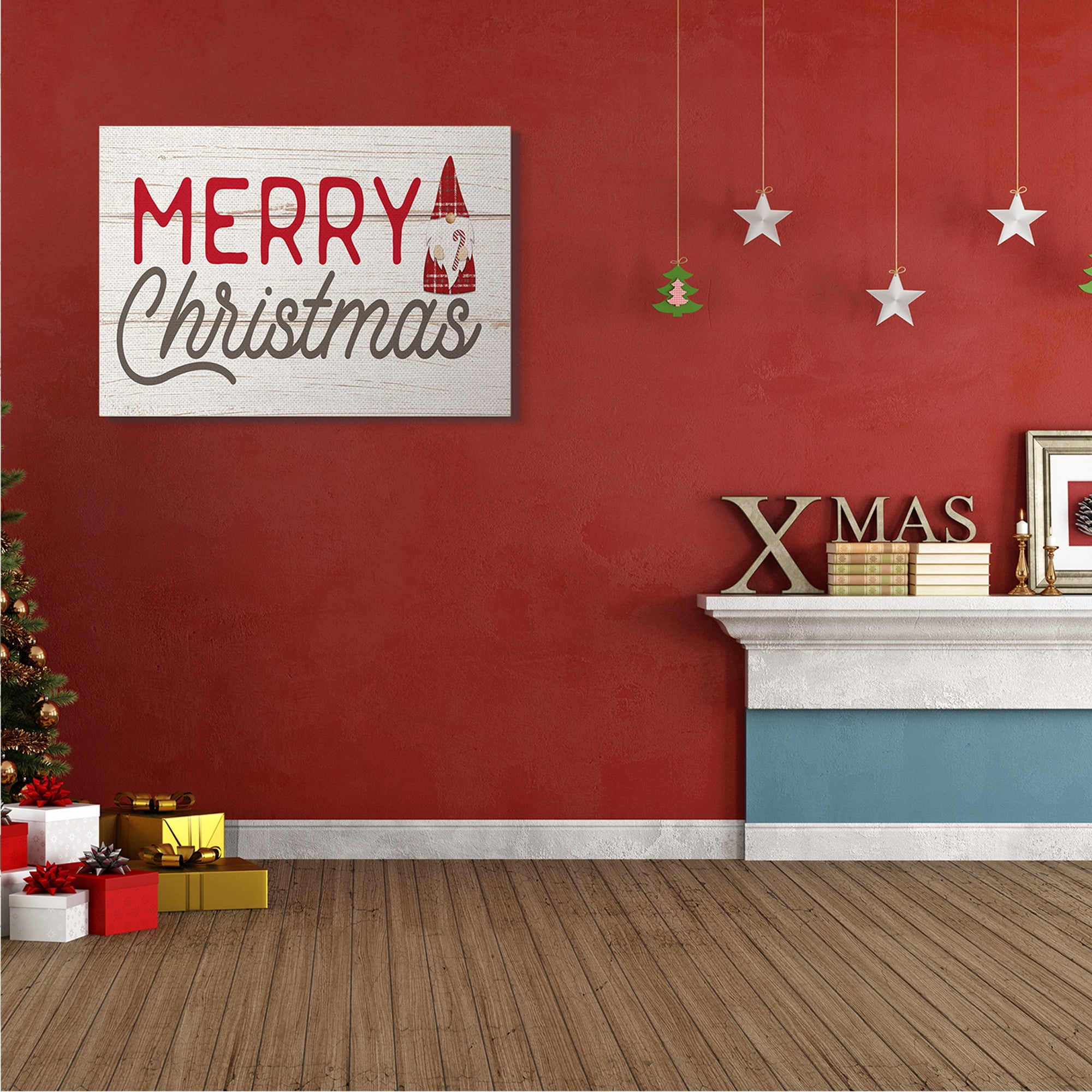 Stupell Industries Merry Christmas Sentiments Festive Holiday Gnome Fairy Tales & Fantasy Painting Gallery Wrapped Canvas Art Print Wall Art, 30 x 40