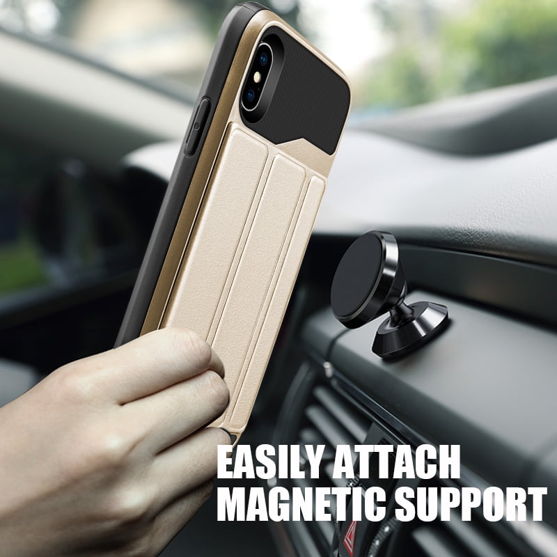 SUMACLIFE Protective Hybrid Wallet Case for Apple iPhone X (Exact Perfect Fit)