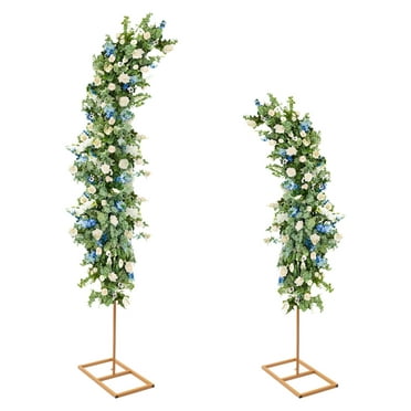 Miumaeov Set of 2 Gold Metal Wedding Arch Rack Flowers Frame Curved Top Backdrop Stand Party Events Decor