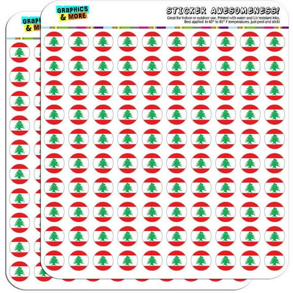 Lebanon National Country Flag 200 1/2" (0.5") Planner Calendar Scrapbooking Crafting Stickers