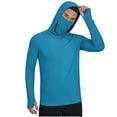 thumbnail image 2 of Aobny T Shirt Men UPF50+ Sun Shirt Solid T Shirt Hooded Big & Tall Long Sleeve Casual Shirts for Men,Blue,L, 2 of 6