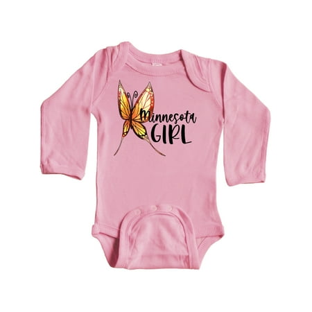

Inktastic Minnesota Girl- Butterfly Gift Baby Girl Long Sleeve Bodysuit