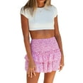 thumbnail image 4 of Nituyy Women Mini Pleated Skirt Layered Ruffled Elastic Bohemian Floral Skirt, 4 of 9
