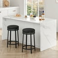thumbnail image 2 of Bar Stools Set of 2, 24" Modern Swivel Barstools with Footrest, Modern Counter Height Barstools with PU Leather Upholstered and Metal Frame, for Kitchen Island, Dining Room, Home Bar, 2 of 9