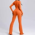 thumbnail image 4 of Kaemgyyd Women Long Sleeve Yoga Jumpsuits Stretch Square Collar Workout Flare Pants Romper Fashion Slim Bodycon One-Piece Outfit, 4 of 6