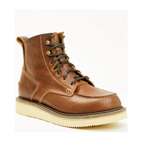 Hawx Men's 6" Lace-Up Moc Work Boot Soft Toe Brown 9.5 D(M) US