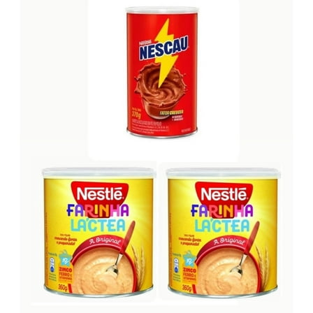 Farinha Lactea Brasileira Nestle  Pack of 2x360g   Achocolatado Brasileiro Nestle Nescau 370g  Brazil in Texas  Bundle
