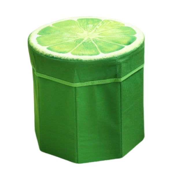 Taburete otomano plegable con almacenamiento y reposapiés (29 x 29 x 30 cm) Limón